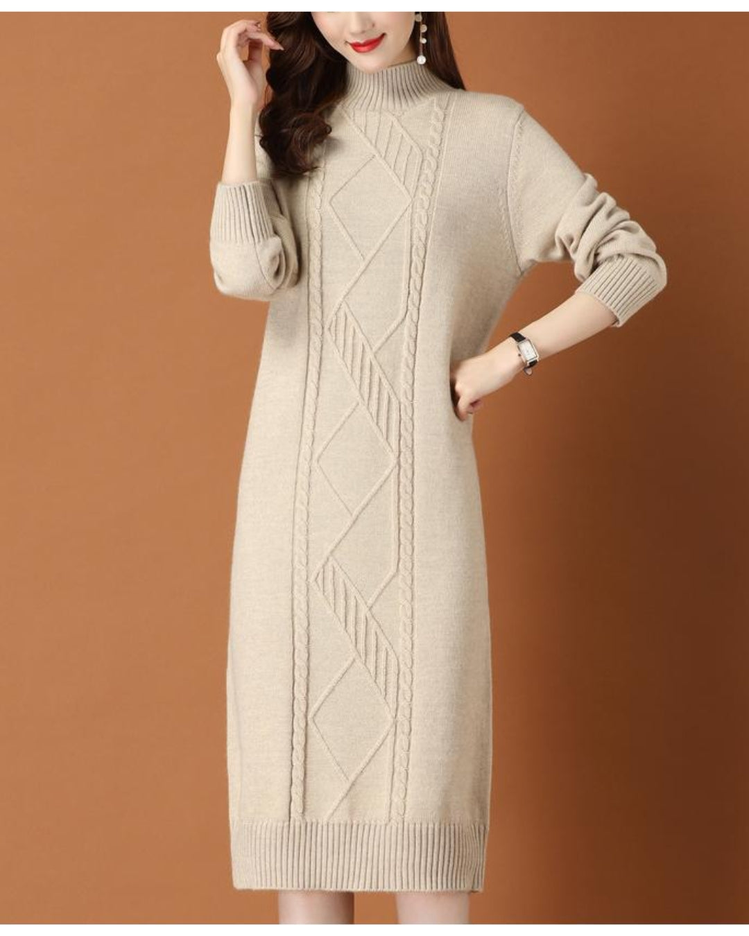 リブ編みニットワンイース【一枚で完成する洗練フェミニンスタイル】