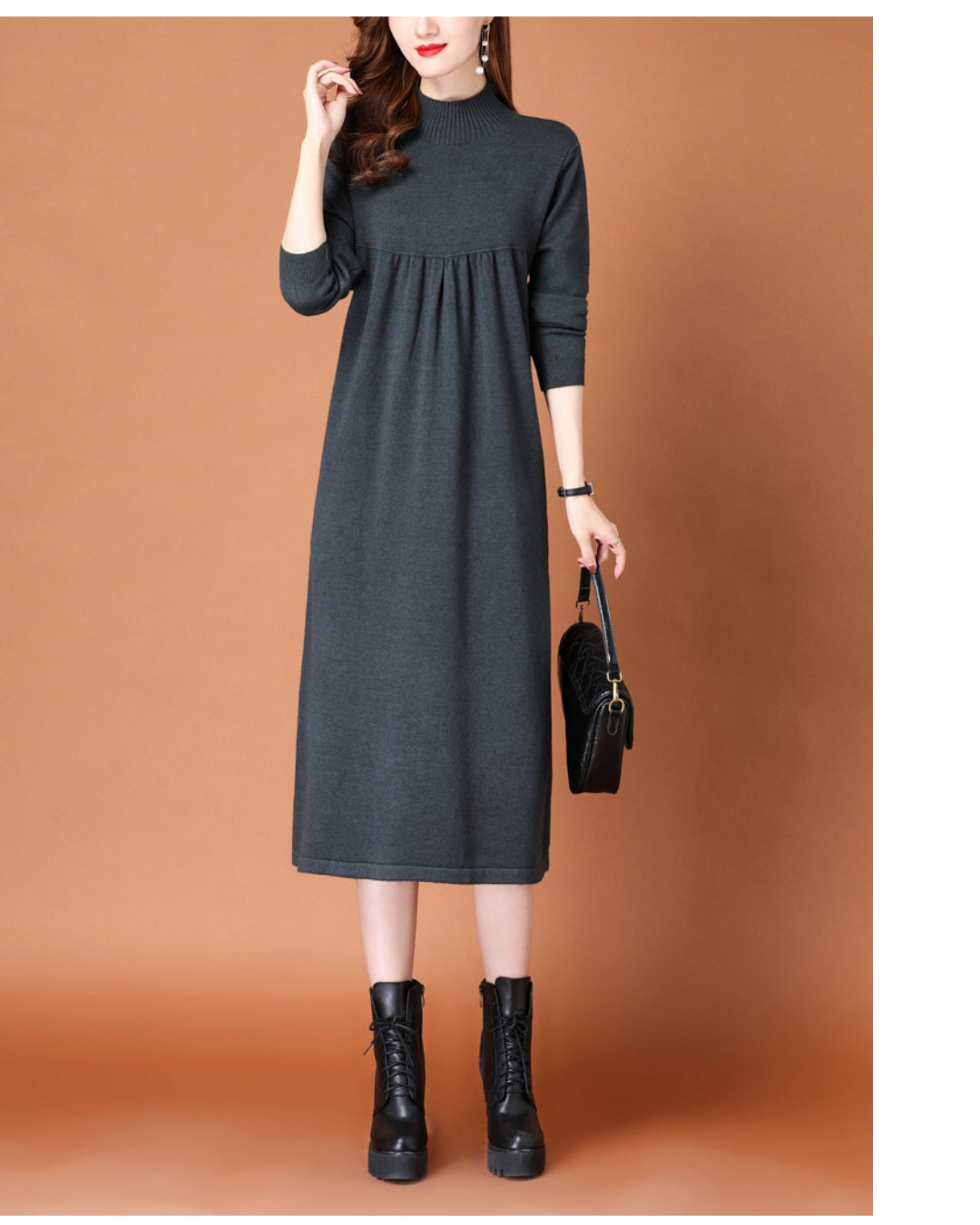 ハイネックニットワンピース【柔らかな温もりをまとう】