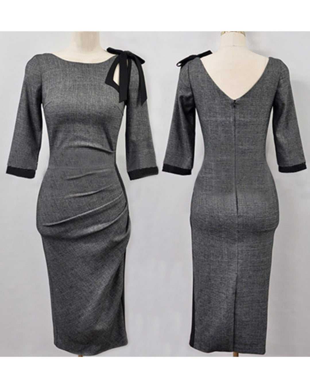 肩リボンタイトドレス【磨かれたラインが宿す大人モードの洗練】