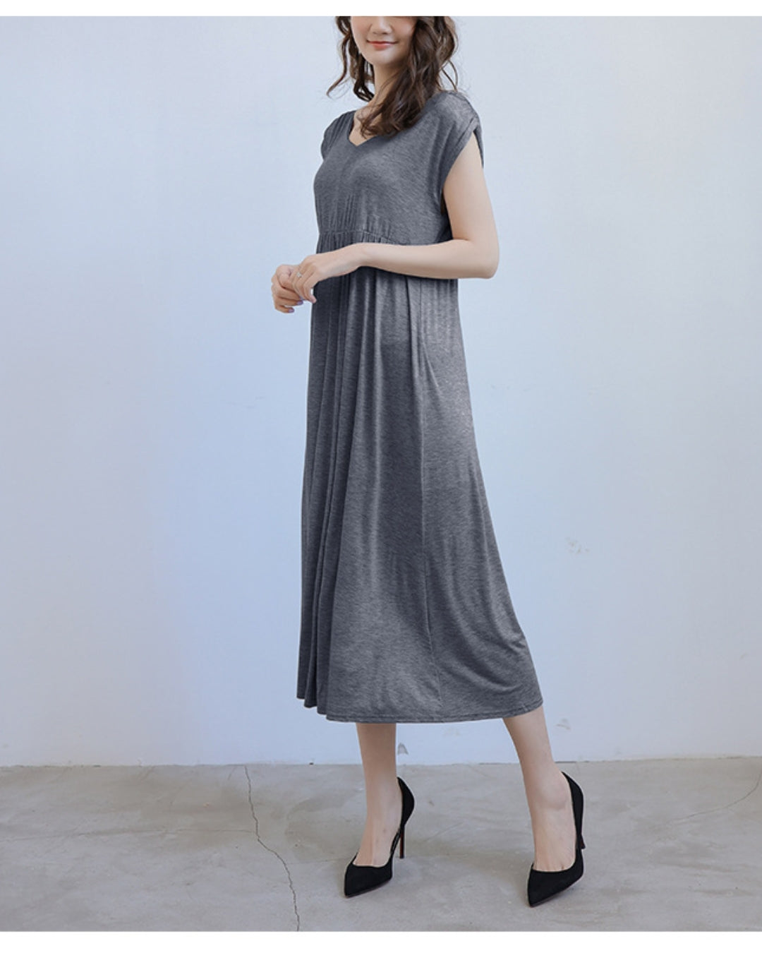 ノースリーブロングワンピース【美シルエットで軽やかな着心地】