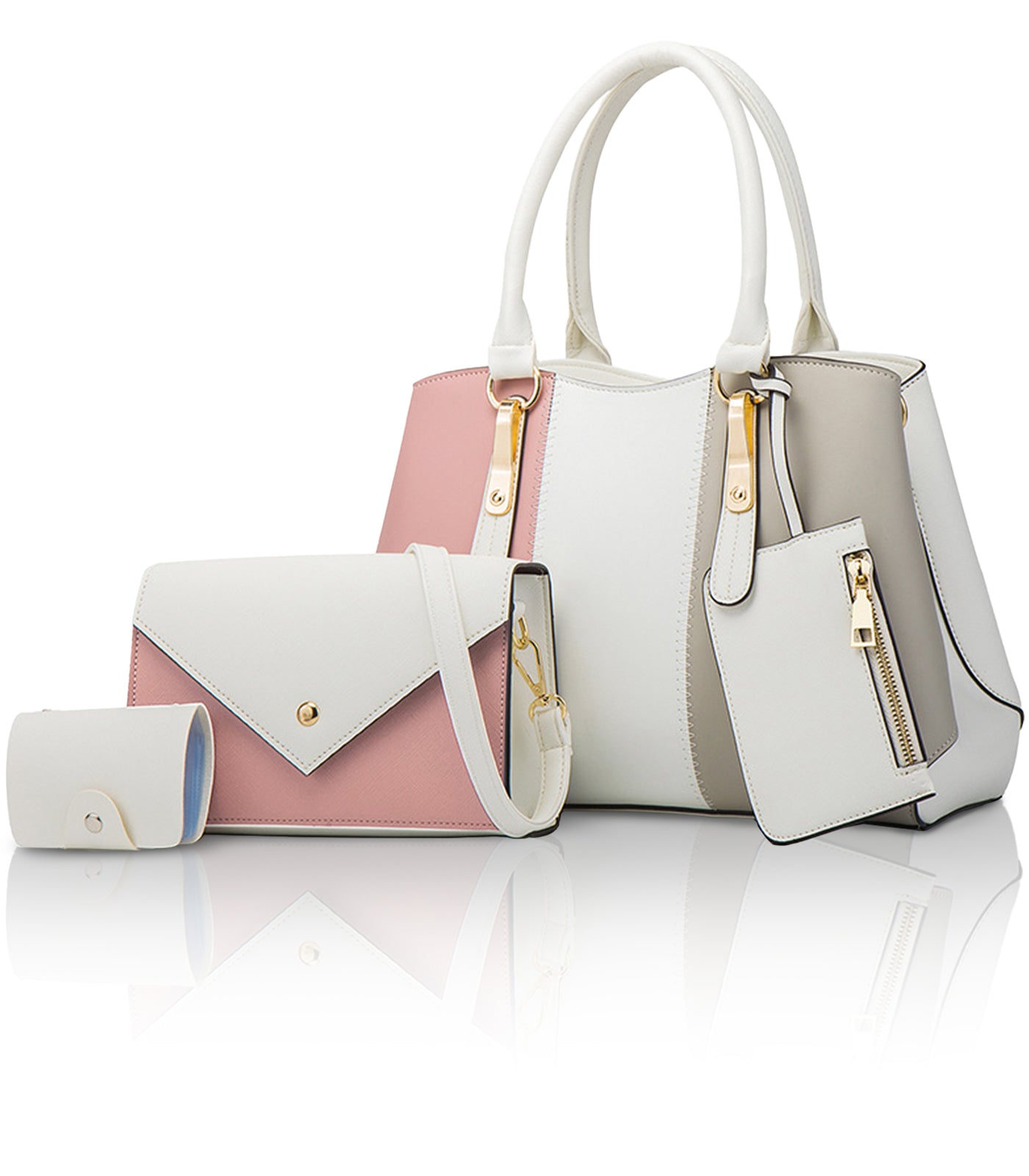 「しっとり艶めく」レザー調バッグ4点セット【いつもの日を華やかにする】