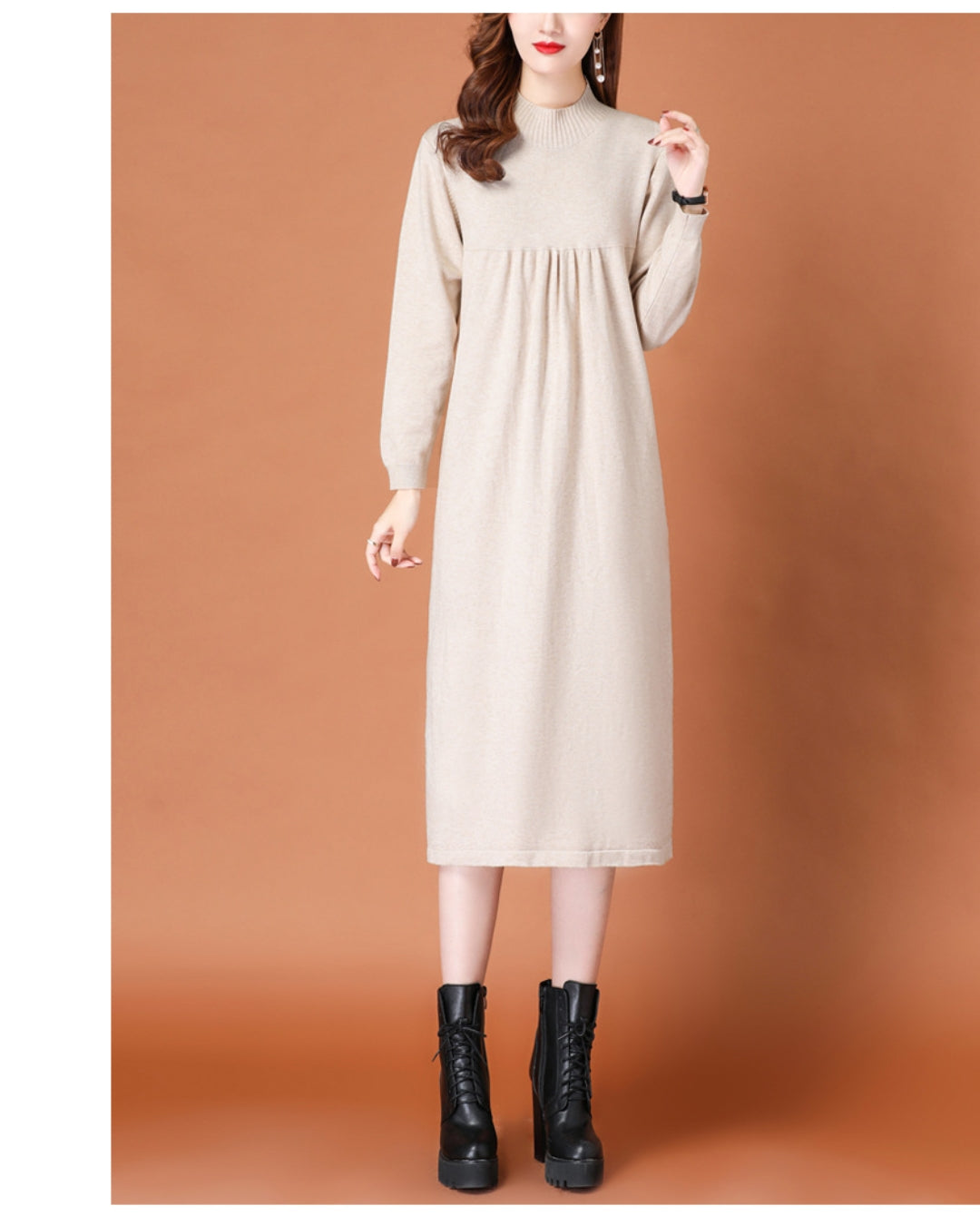 ハイネックニットワンピース【柔らかな温もりをまとう】