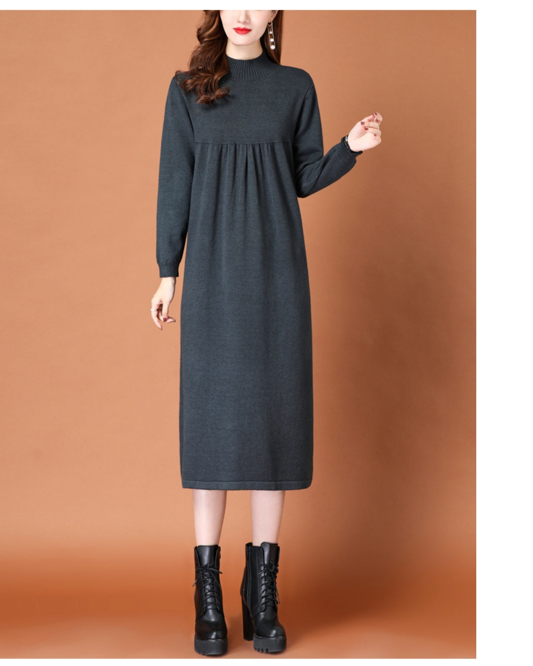 ハイネックニットワンピース【柔らかな温もりをまとう】