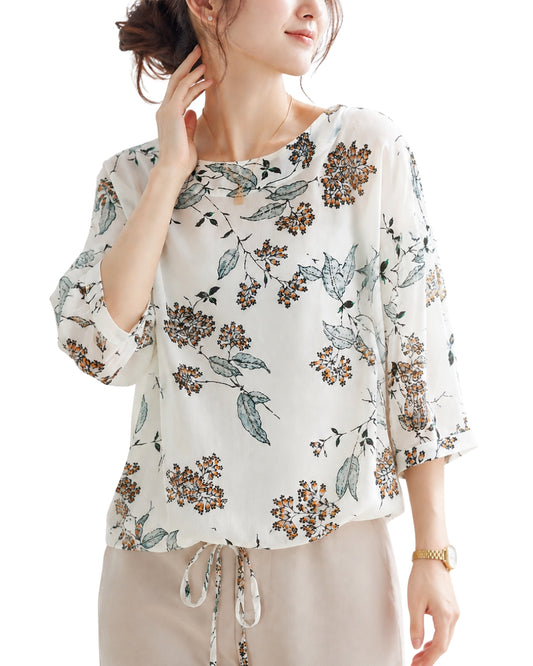 花柄シフォンブラウス【繊細な華やかさを纏う】