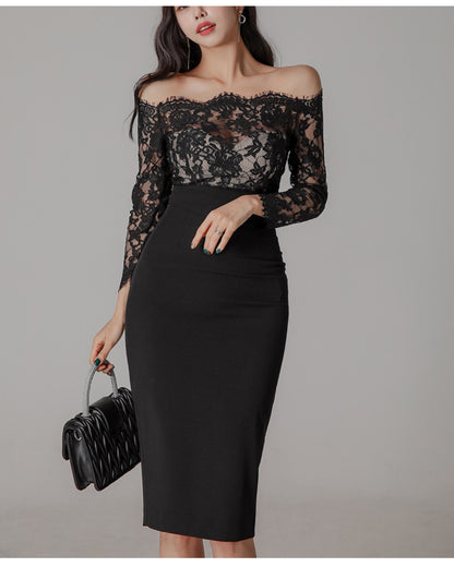 エレガントレースタイトドレス【凛と華やぐ、大人のレースライン】