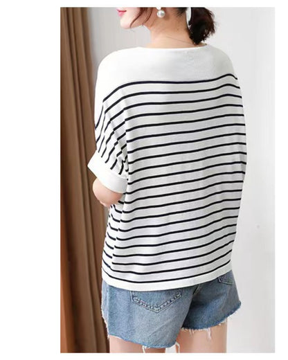 ボーダーニットトップス【一枚で大人のおしゃれ完成】