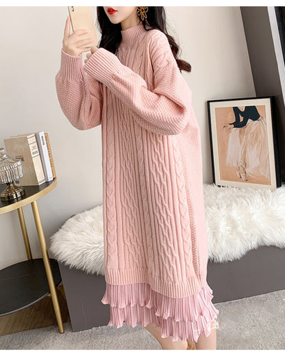 ロングニットフリルワンピース【大人フェミニン × 圧倒的存在感】