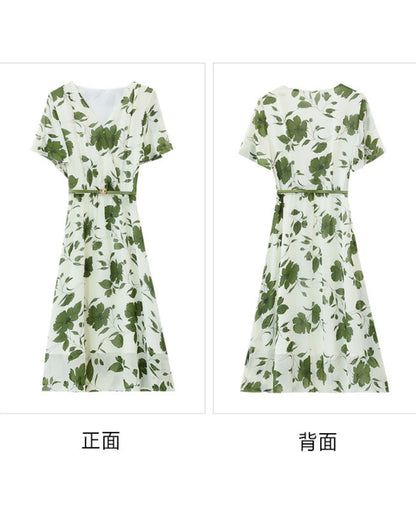 花柄シフォンフレアワンピース【さらっと着るだけで涼しげ上品】