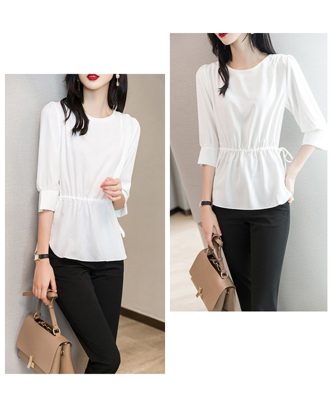 ウエストギャザーブラウス【きれい見えで体型カバーも叶える】