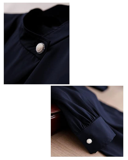 パールボタンブラウス【知性を纏う、さりげない華やぎ】