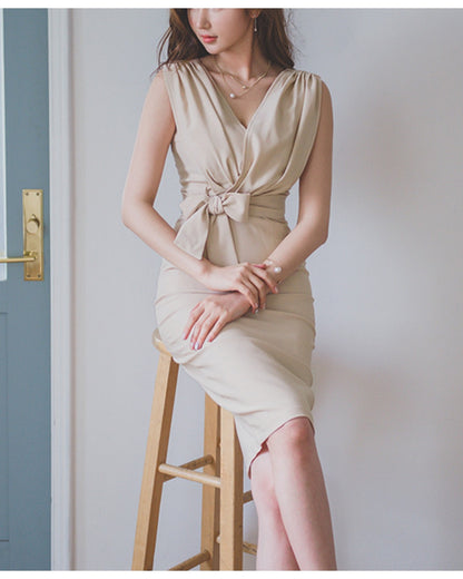 ウエストリボンタイトワンピ【着るだけで  “品と色気が両立する”】