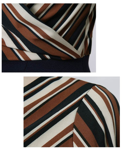 ストライプ・タイトドレス【艶やかラインで魅せる 大人エレガンス】