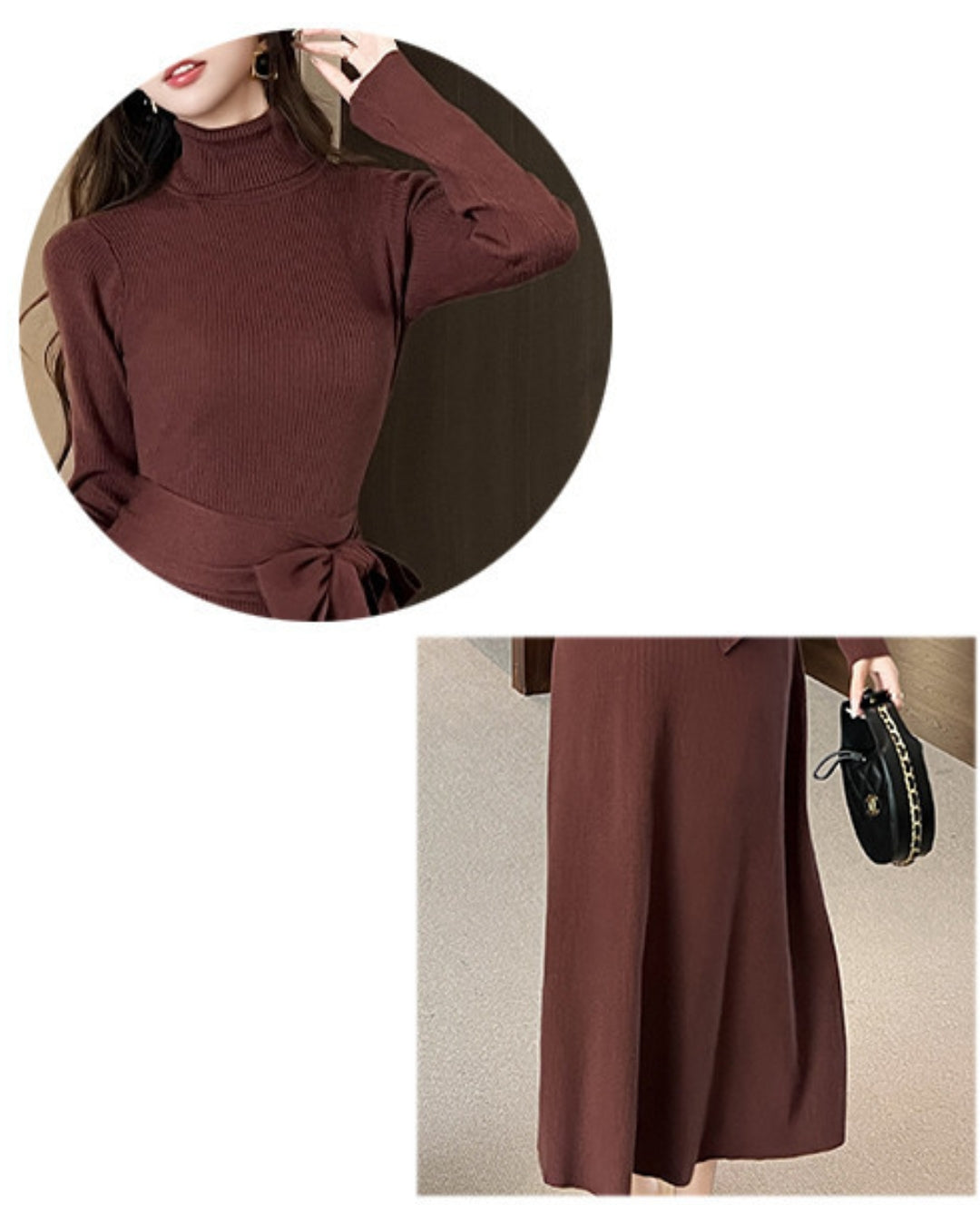ウエストリボンニットワンピース【美ラインで魅せる大人のスタイル】
