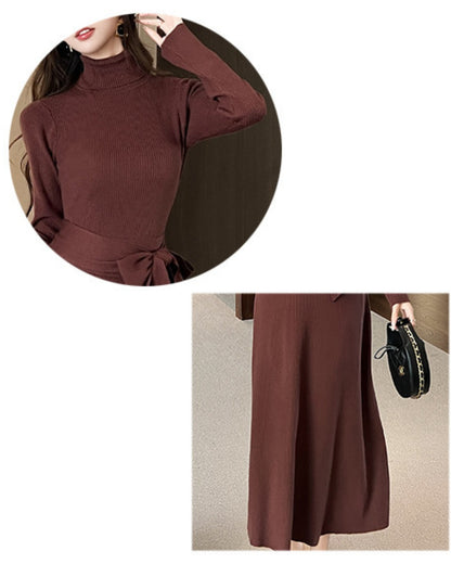 ウエストリボンニットワンピース【美ラインで魅せる大人のスタイル】