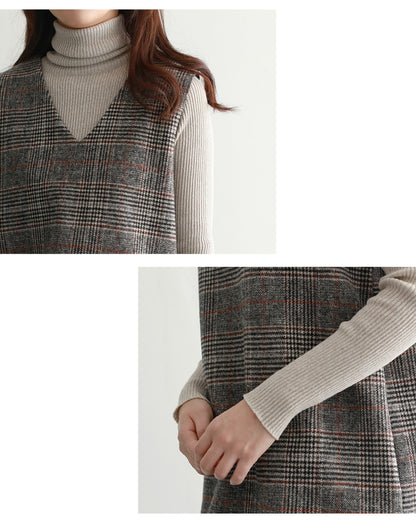 チェック柄ジャンパースカート【重ねるだけで決まる上品チェック柄】