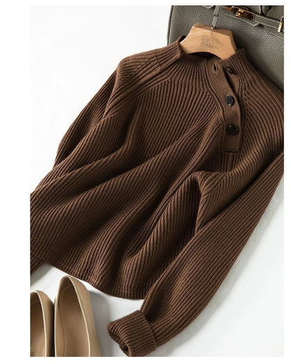 ショルダーボタンニット【ふんわり優しい肌触り】