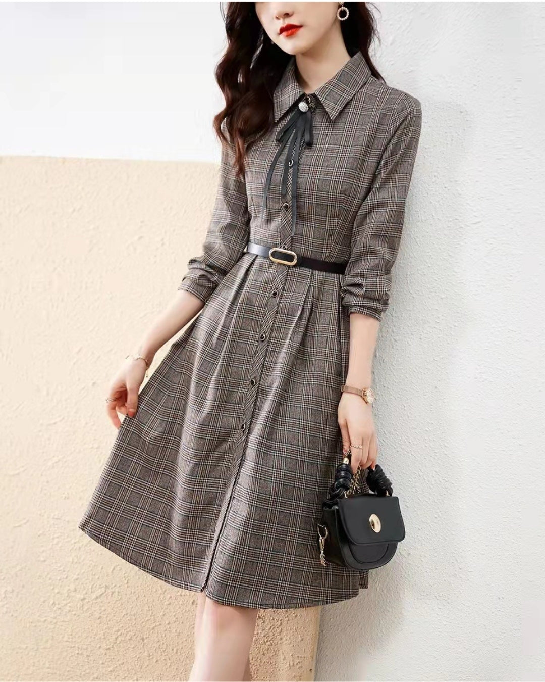 チェック柄シャツワンピ【きちんと上品、着るだけで好印象】
