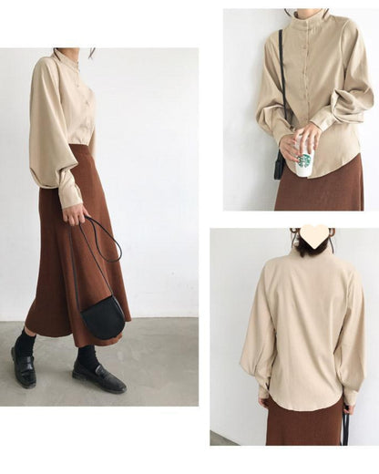 ボリューム袖ブラウス【凛と整う、大人の上品ブラウス】