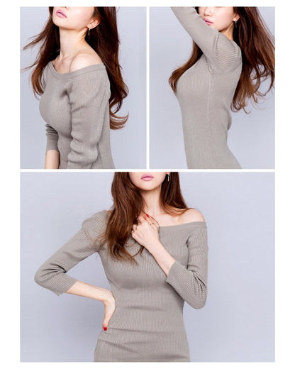 スリムタイトニットワンピース【静かに艶めくミニマルエレガンス】