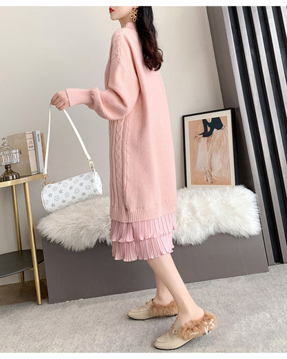 ロングニットフリルワンピース【大人フェミニン × 圧倒的存在感】