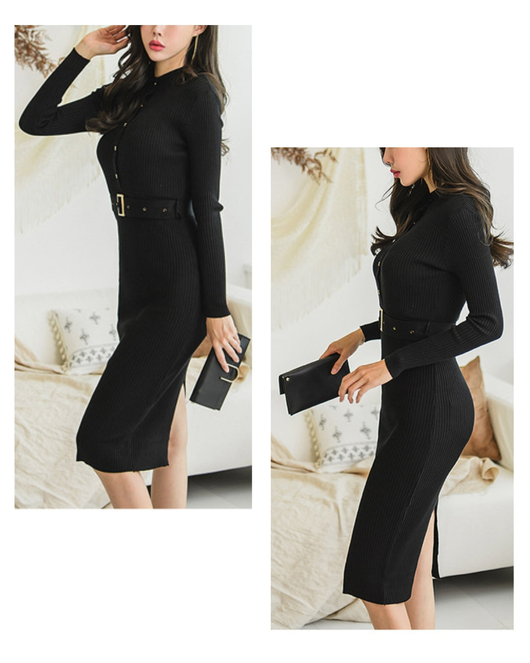 リブニットタイトワンピース【しなやかラインで魅せる大人フィミニティ】