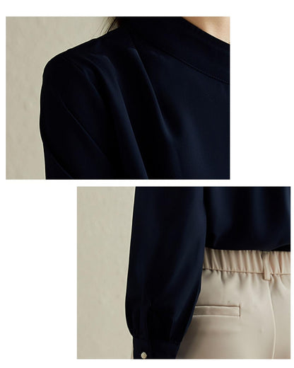 パールボタンブラウス【知性を纏う、さりげない華やぎ】