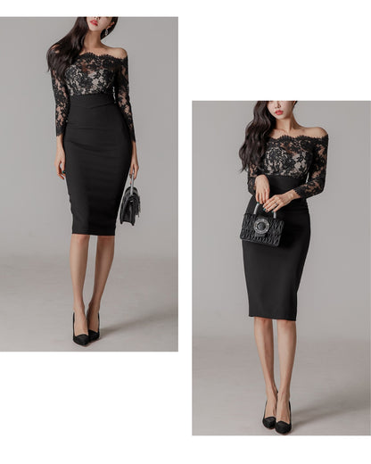 エレガントレースタイトドレス【凛と華やぐ、大人のレースライン】