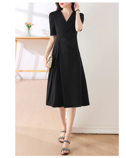 カシュクールプリーツワンピース【仕事帰りも、そのまま上品】