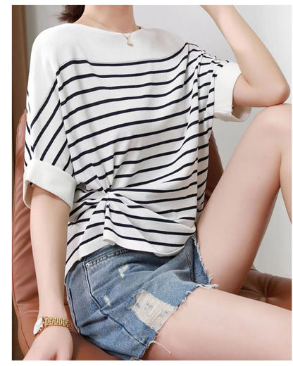 ボーダーニットトップス【一枚で大人のおしゃれ完成】