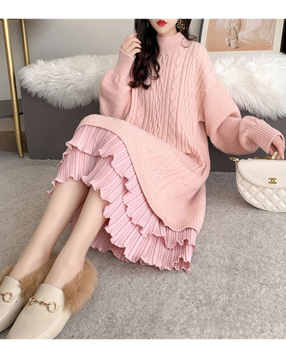 ロングニットフリルワンピース【大人フェミニン × 圧倒的存在感】