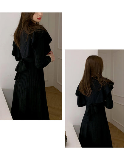 ショルダーフリルニットワンピース【ふんわり肩フリルで魅せる】