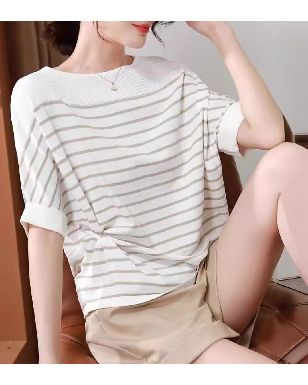 ボーダーニットトップス【一枚で大人のおしゃれ完成】