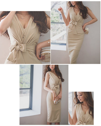 ウエストリボンタイトワンピ【着るだけで  “品と色気が両立する”】