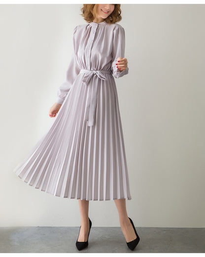 ウエストリボンプリーツワンピ【清楚なのに”ふんわり”華やぐ】