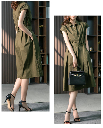 フレンチスリーブシャツワンピ【静かに差がつく、大人の完成形】