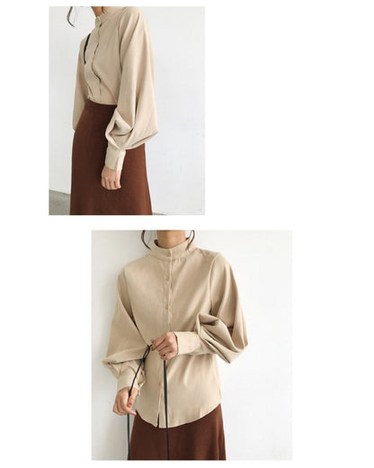 ボリューム袖ブラウス【凛と整う、大人の上品ブラウス】