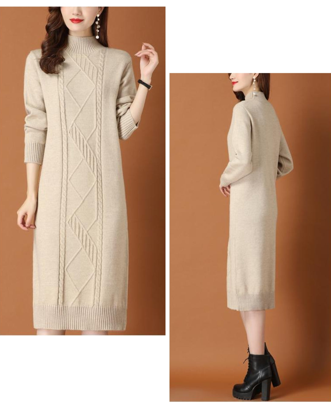 リブ編みニットワンイース【一枚で完成する洗練フェミニンスタイル】