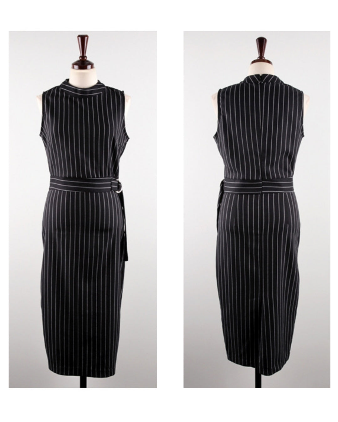 ストライプタイトドレス【計算された縦ライン大人モードの品格】