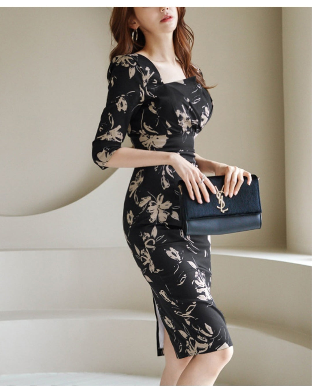 フラワー柄タイトドレス【視線を奪う香り立つ艶美シルエット】 – PORCO