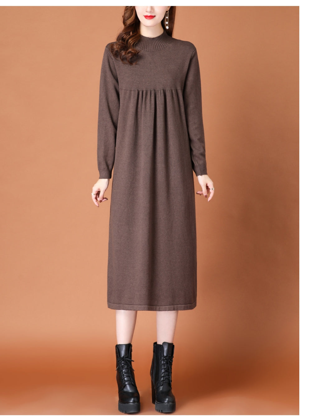 ハイネックニットワンピース【柔らかな温もりをまとう】