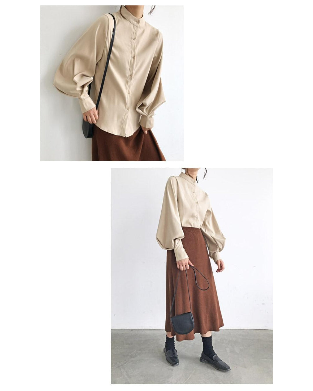 ボリューム袖ブラウス【凛と整う、大人の上品ブラウス】