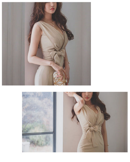 ウエストリボンタイトワンピ【着るだけで  “品と色気が両立する”】