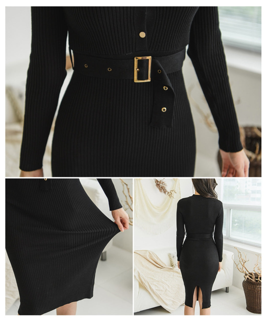 リブニットタイトワンピース【しなやかラインで魅せる大人フィミニティ】