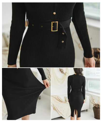 リブニットタイトワンピース【しなやかラインで魅せる大人フィミニティ】