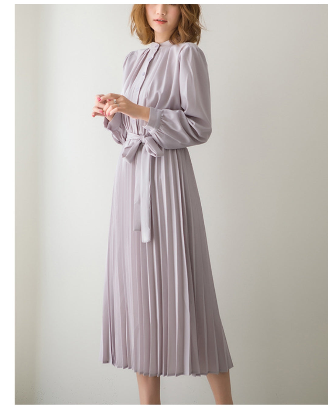 ウエストリボンプリーツワンピ【清楚なのに”ふんわり”華やぐ】