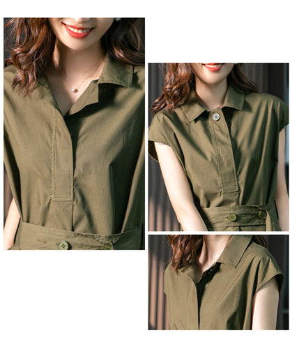 フレンチスリーブシャツワンピ【静かに差がつく、大人の完成形】