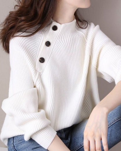 ショルダーボタンニット【ふんわり優しい肌触り】