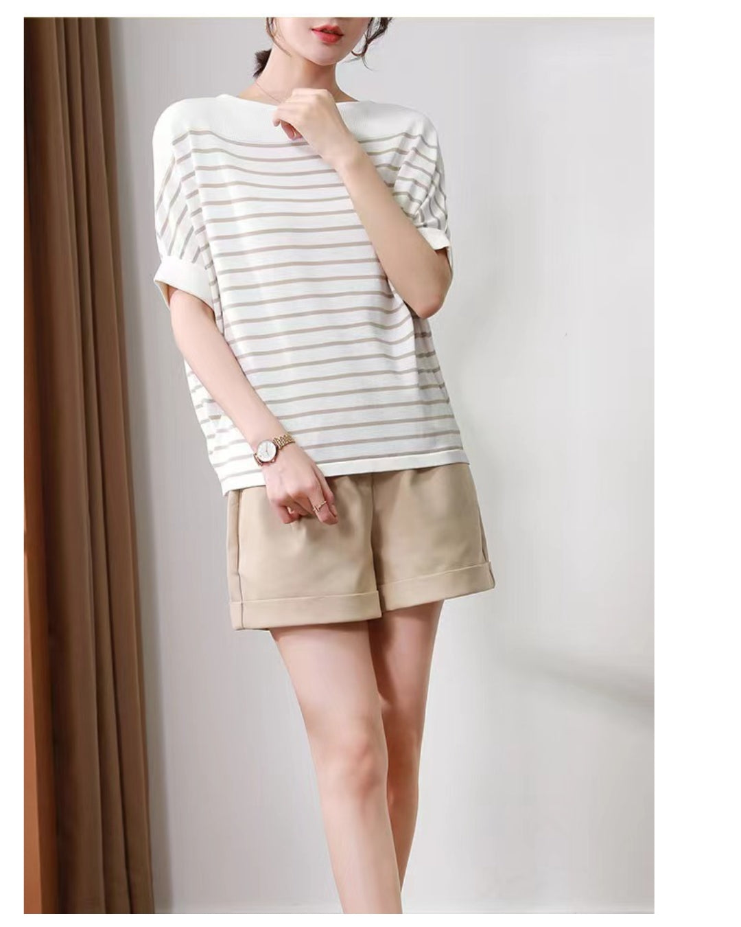 ボーダーニットトップス【一枚で大人のおしゃれ完成】