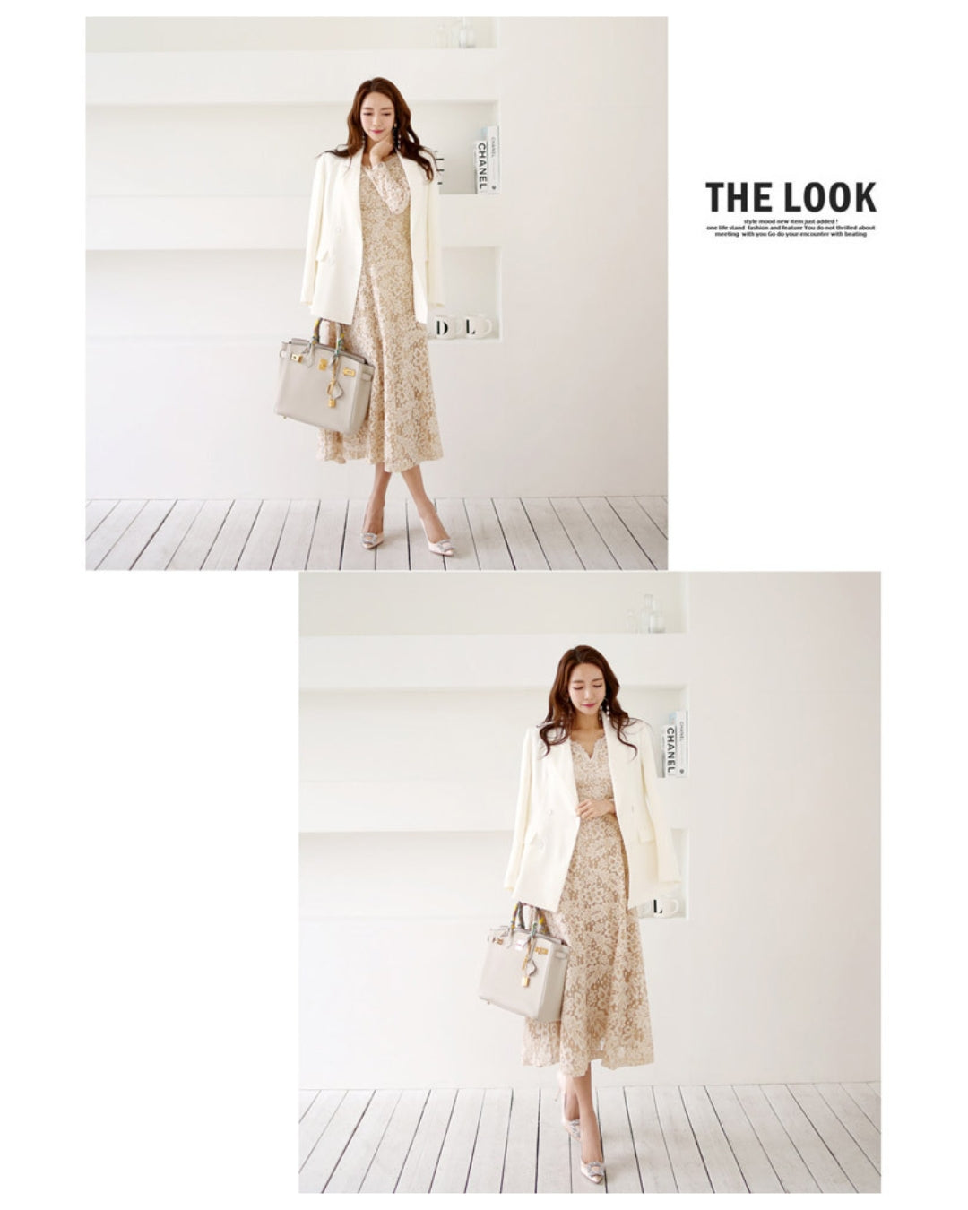 シアーレース切替ワンピース【上品に映える、透け感レース】