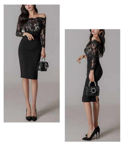 エレガントレースタイトドレス【凛と華やぐ、大人のレースライン】